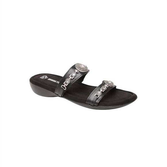 NEW MINNETONKA women's brenn strappy sandal in black - Picture 1 of 5